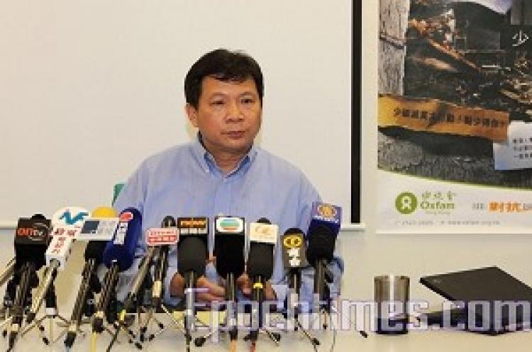 Howard Liu, Oxfam Hong Kong director in China denies China's allegation of Oxfam's involvement in politics, breaking the law or being an opposition faction.  (Pan Chai-Shu/The Epoch Times)