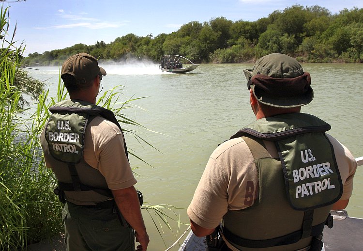 U.S. Border Patrol agents patrol the Rio Grande