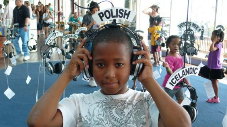 A young man experiences the Polish language at the World Voices Project. (Courtesy of World Voices Project)