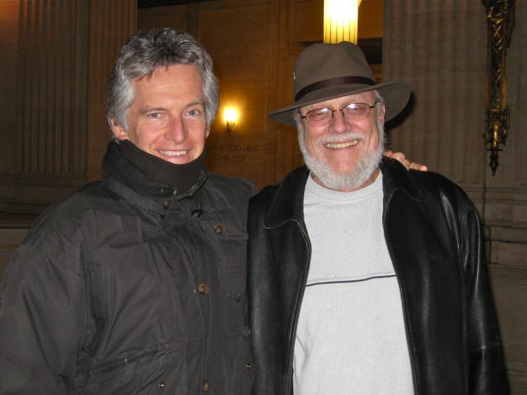 Retired Professor Marc Schwertley (R) with his investor friend, Kevin, (L) at Shen Yun Performing Arts in Chicago. (Courtesy of SOH Radio Network)