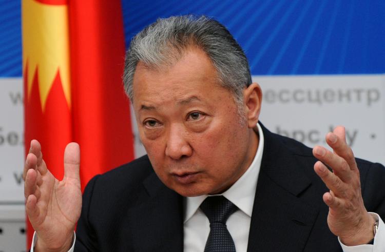 Ousted president of Kyrgyzstan Kurmanbek Bakiyev at his press conference in Minsk on April 23. Bakiyev, who has taken refuge in Belarus, admitted that he would not be able to return to his country as head of state.