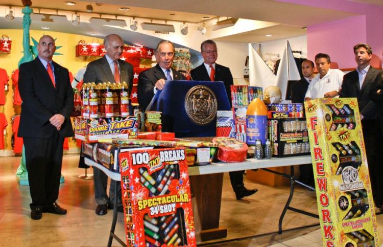 Bloomberg, along with Police Commissioner Kelly and Fire Commissioner Scoppetta, also cautioned New Yorkers about the consequences of using illegal fireworks. (Cliff Jia)