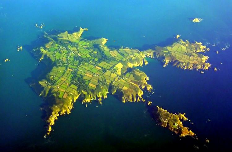 An aerial shot of Sark, one of the Channel Islands. (Wikimedia Commons)
