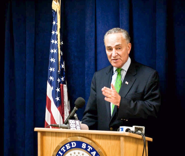 ON THE ISSUES: Sen. Charles Schumer (D-N.Y.) spoke at his office on Third Avenue and 47th Street on Sunday on several hot topics, including nation's safety and job creation.  (Tara MacIsaac/The Epoch Times)
