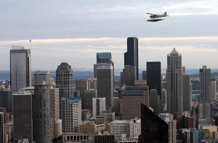 View of downtown Seattle, Washington as seen from the Space Needle 30 September 2006. (Gabriel Bouys/AFP/Getty Images)