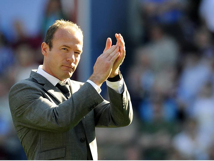 THANK YOU: Newcastle legend and manager Alan Shearer thanks his fans after Sunday's loss. (Adrian Dennis/AFP/Getty Images )