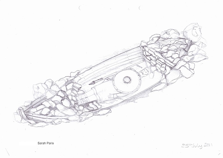 A reconstruction drawing of the Viking Boat Burial by Sarah Paris, a BA (Hons) Ancient History and Archaeology student. (Sarah Paris/University of Manchester)