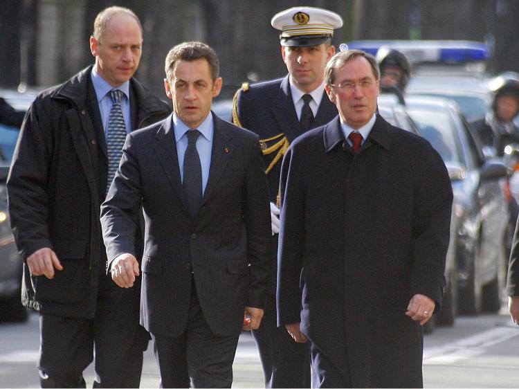 French President Nicolas Sarkozy (L) and his General Secretary Claude Gueant (R). Claude Gueant, 'the man behind the man.' (Pierre Verdy/AFP/Getty Images)