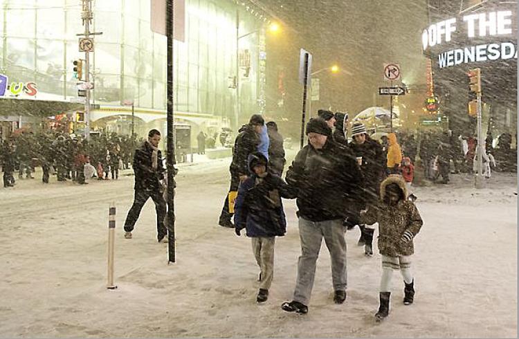 Sunday's heavy snows hurt New York City retailers. (Phoebe Zheng/The Epoch Times)