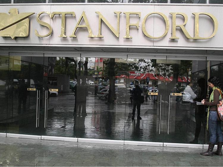 The main entrance to the headquarters of the Standford Bank in Caracas, seized by the Venezuelan government after owner Allen Stanford was accused of defrauding investors around the world.   (Pedro Rey/AFP/Getty Images)