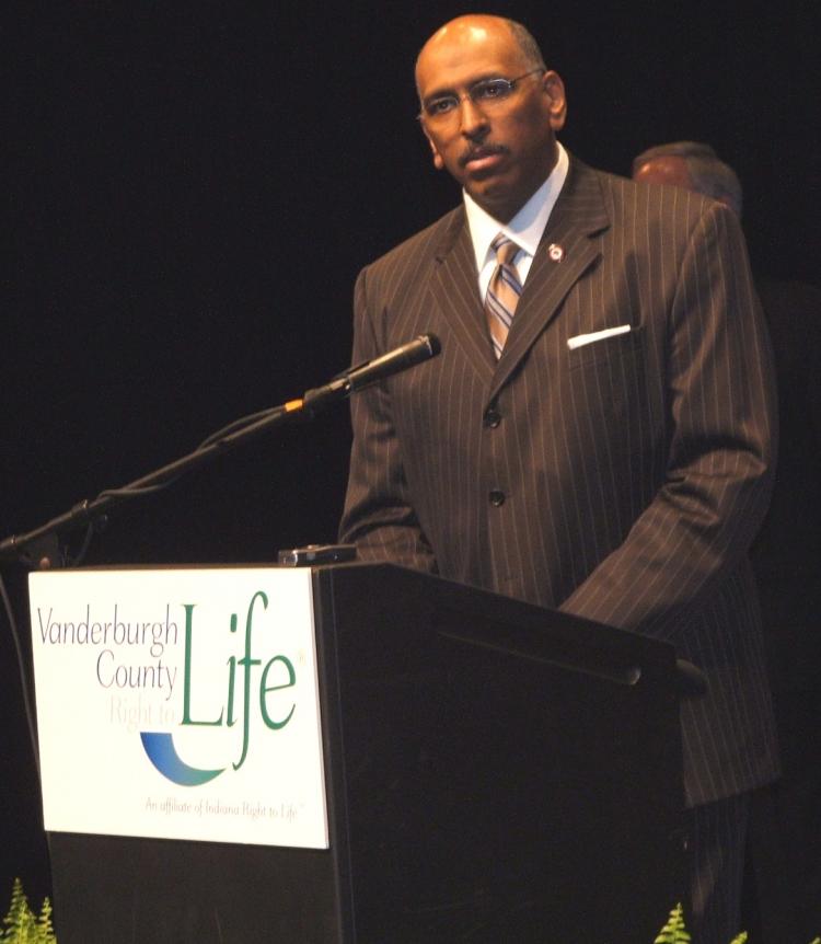 Maryland Governor and chairman of the Republican National Committee (RNC), Michael Steele speaks about abortion in Maryland on April 16. (Laura Market/The Epoch Times)