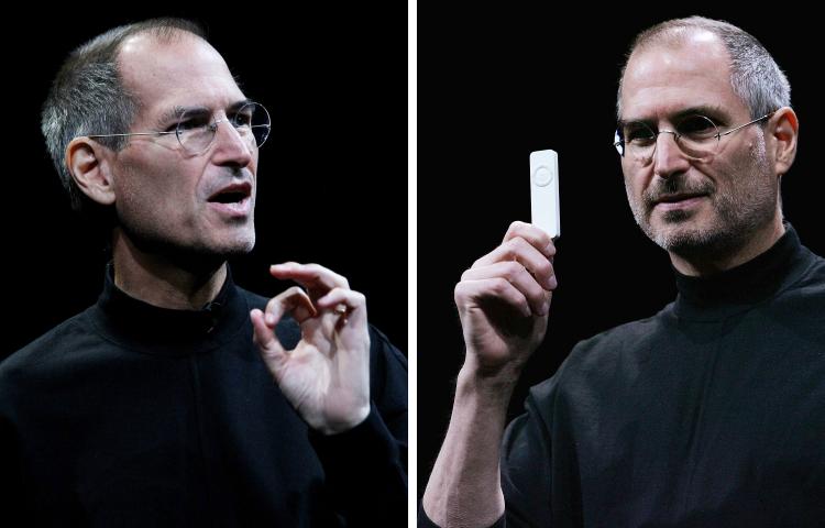 In this composite photo, Apple CEO Steve Jobs is seen delivering keynote addresses on June 9, 2008 in San Francisco, California (L) and January 11, 2005 in San Francisco, California (R). Jobs announced today that he is battling a hormone imbalance that is (Justin Sullivan/Getty Images)