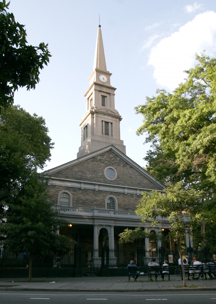 IN THE BOWERY: St. Mark's Church on 10th Street is the oldest known site of continuous religious practice on the island of Manhattan. (Tim McDevitt/The Epoch Times)