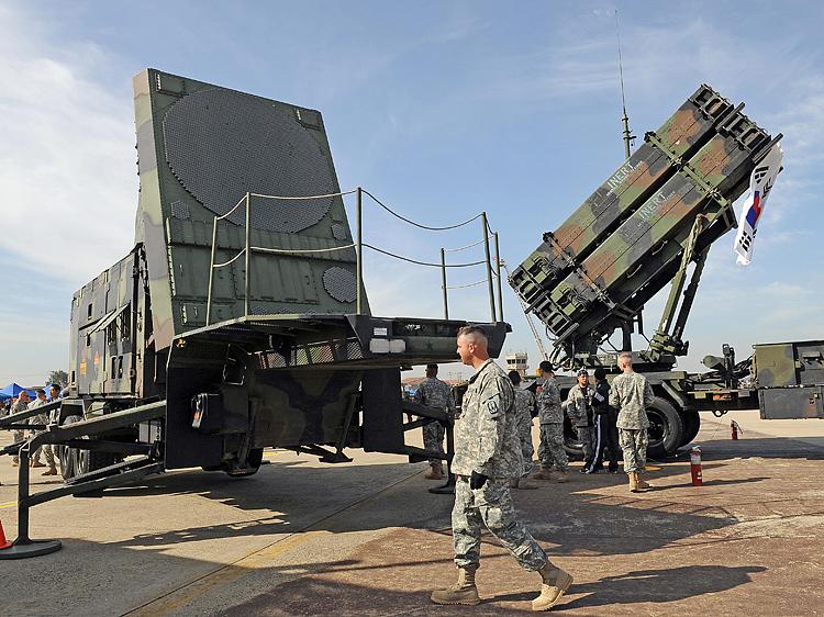 A Patriot missile PAC-3 system on display in South Korea in 2008. Taiwan uses this system for its missile defense, but the functionality of the DF-16, a new missile developed in China, may dramatically reduce its effectiveness, says a Taiwan intelligence expert. (Jung Yeon-Je/AFP/Getty Images)