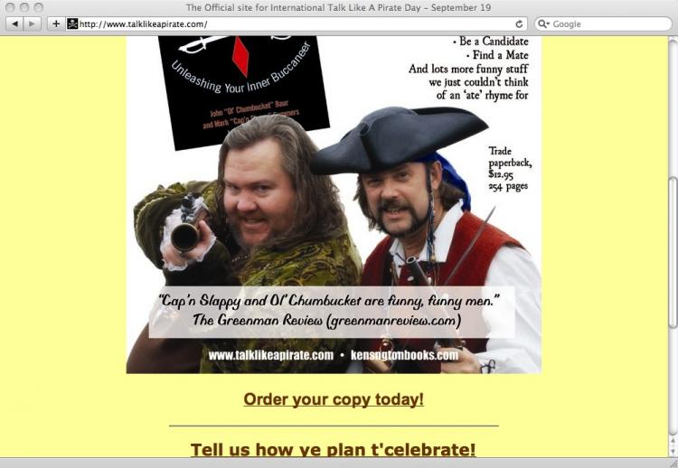 Screenshot of 'Talk Like a Pirate Day' homepage. The parody holiday has become somewhat of a hit in the international and online community. (The Epoch Times)