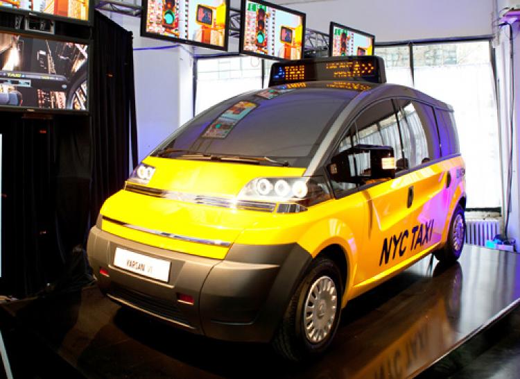 TAXI OF TOMORROW: Karsan USA, one of three finalists in a design competition for new taxi's for the city, unveiled their design on Wednesday.  (Amal Chen/The Epoch Times)