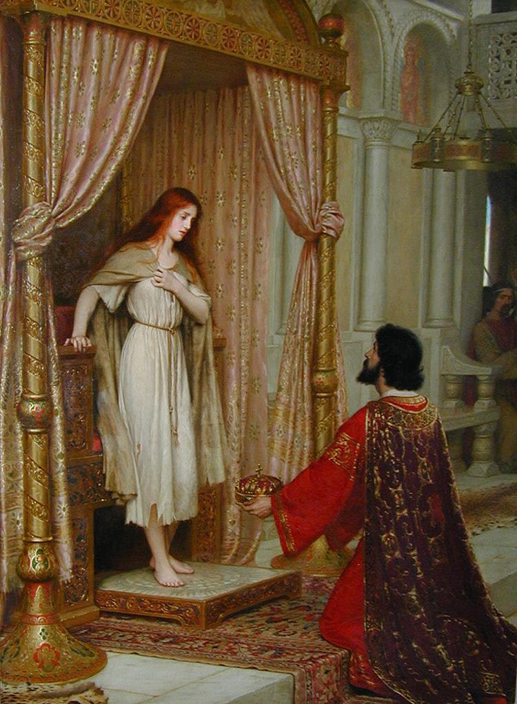 GIVING: Under the code of chivalry and courtly love, a man's life was meant to serve others and to give himself to his wife. 'The King and the Beggar-maid,' by Edmund Blair Leighton (1852-1922), oil on canvas, collection of Fred and Sherry Ross. (Artrenewal.org)