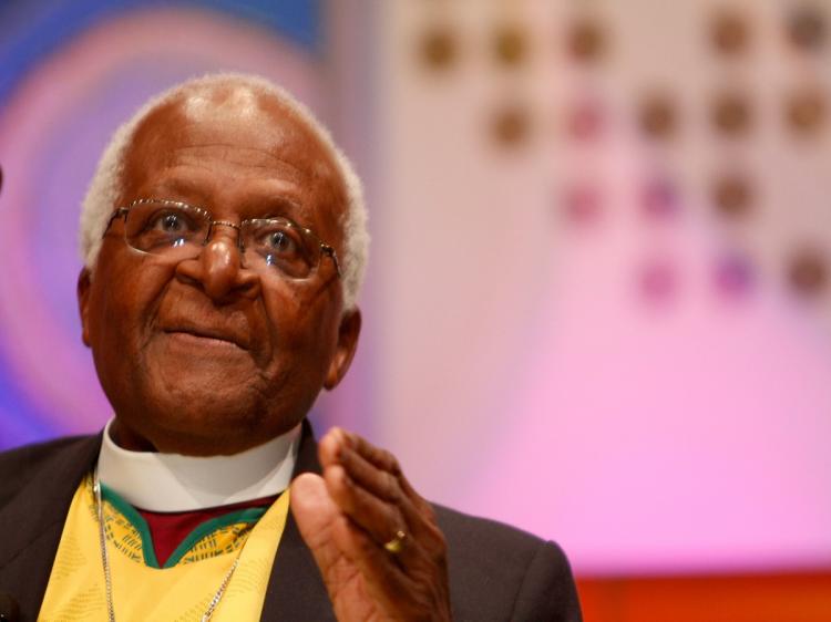 Archbishop Desmond Tutu attends the TIME/FORTUNE/CNN Global Forum at the Cape Town International Convention Centre on June 28, in Cape Town, South Africa.