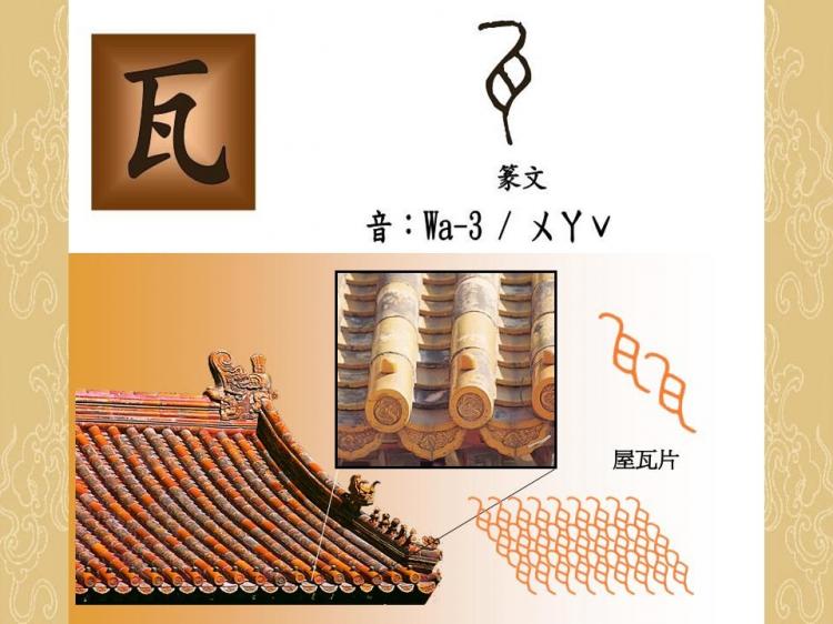 The character wa represents the tiles used to make roofs. The symbol has a variety of functions in the network of Chinese characters. (The Epoch Times)