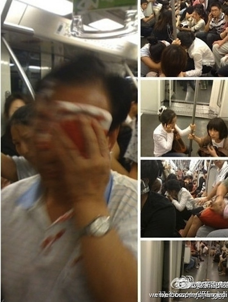 Images on Weibo.com from the Shanghai Subway, following a  rear-end collision in which at least 271 people were injured. (Weibo.com)