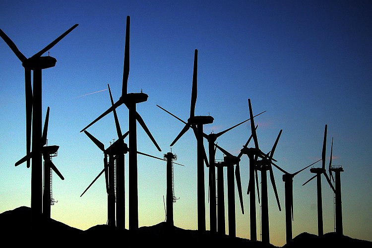 Giant wind turbines near Palm Springs, Calif.