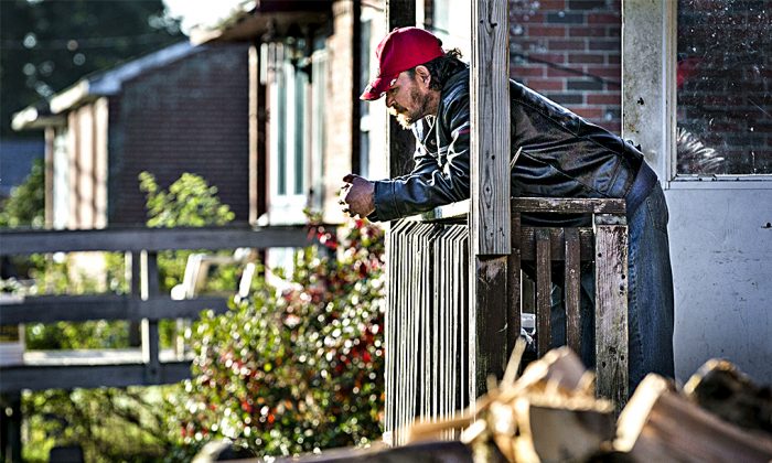 Danny Newell, an unemployed logger, at his home in Indian Township, Maine, on Oct. 2, 2013. (AP Photo/Robert F. Bukaty)