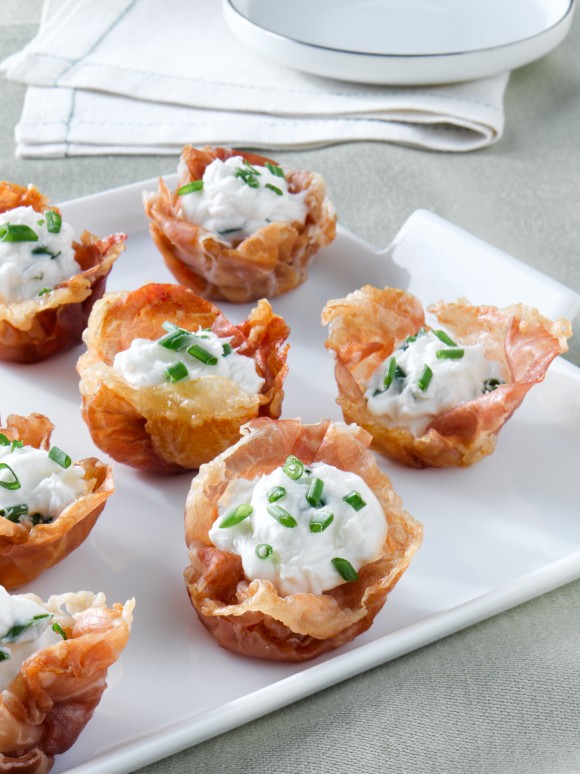 Prosciutto di Parma and Goat Cheese Mousse Cups, recipe courtesy of Legends from Europe. (Legends from Europe)