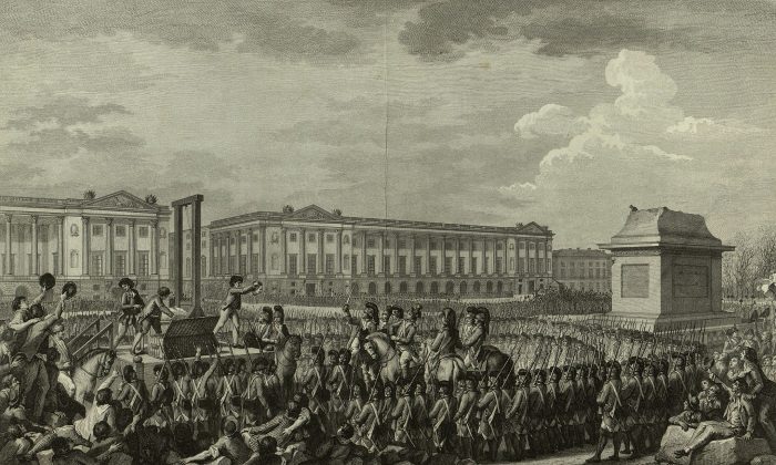 An engraving shows the beheading of Louis XVI during the French Revolution. (Bibliothèque nationale de France)