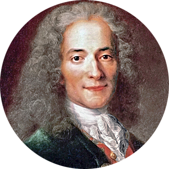 François-Marie Arouet (1694–1778), known as Voltaire, a philosopher and anti-religious writer of the French Enlightenment.