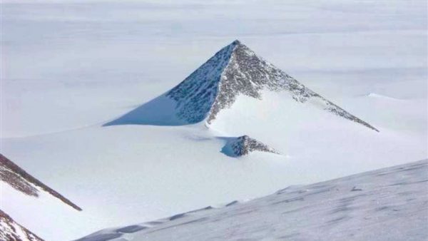 A pyramid-shaped mountain in the Ellsworth Mountain range of Antarctica. (Google Earth)