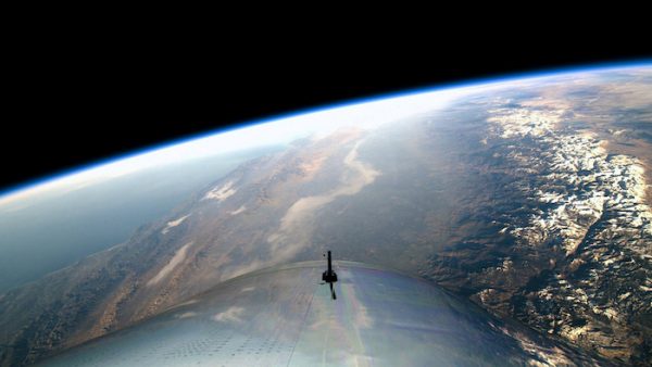 A view from the edge of space is seen from Virgin Galactic's manned space tourism rocket plane SpaceShipTwo