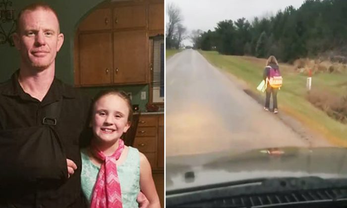 (L) Matt Cox and his 10-year-old daughter Kirsten. (R) Screenshot of the controversial bullying punishment video. (Facebook | Matt Cox)