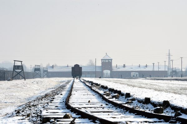 train tracks at Auschwitz