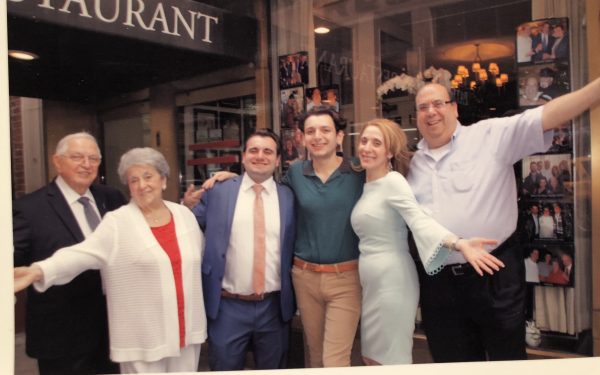 Scognamillo family outside of Patsy's Italian Restaurant