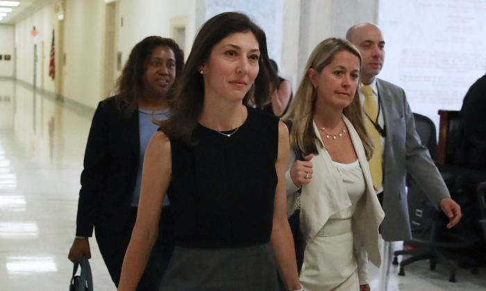 Former FBI Lawyer Lisa Page arrives to testify before a House Judiciary Committee closed-door meeting on July 13, 2018. (Mark Wilson/Getty Images)