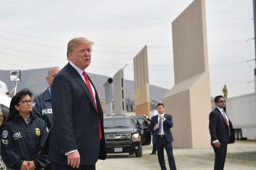 US President Donald Trump inspects border wall prototypes