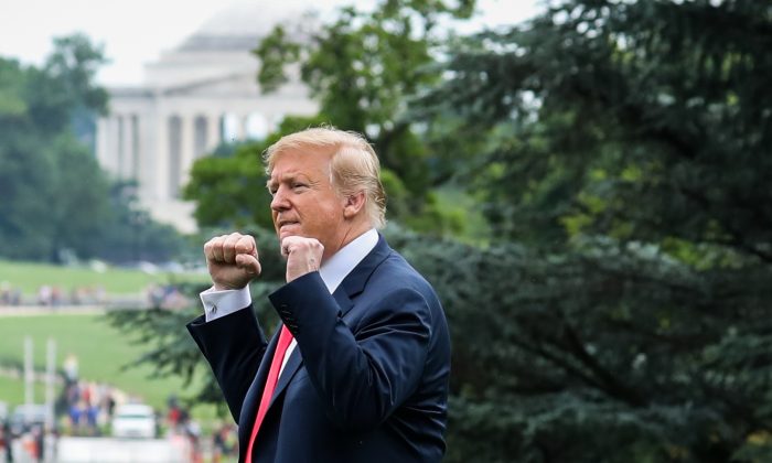President Donald Trump before boarding Marine One on the South Lawn of the White House in Washington on June 27, 2018. (Samira Bouaou/The Epoch Times)