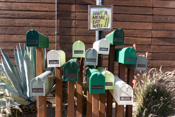 Mailboxes with menus at the camp