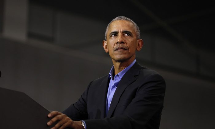 Former President Barack Obama speaks at a rally in Detroit, Michigan, on Oct. 26, 2018. (Bill Pugliano/Getty Images)