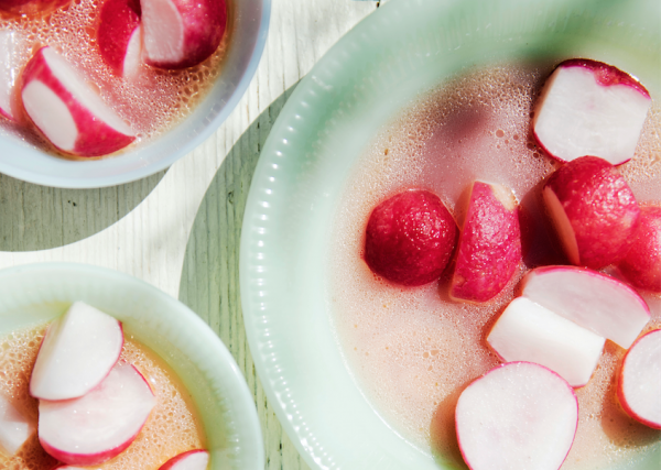 Poached spring radishes from Ruffage