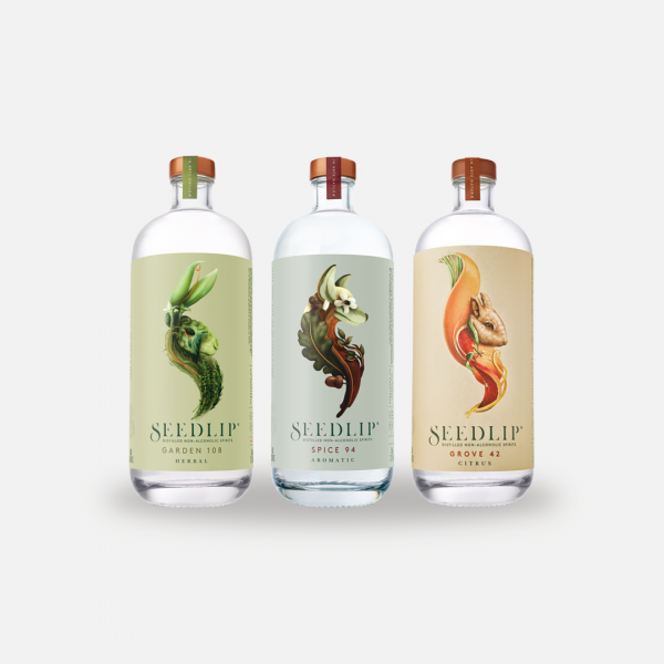 seedlip distilled non alcoholic spirits three bottles