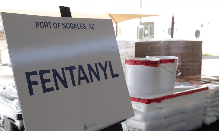Packets of fentanyl mostly in powder form and methamphetamine, which U.S. Customs and Border Protection say they seized from a truck crossing into Arizona from Mexico, is on display during a news conference at the Port of Nogales, Ariz., on Jan. 31, 2019. (U.S. Customs and Border Protection/Reuters)