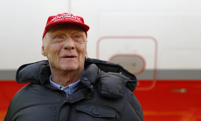 Niki Lauda poses at the airport in Duesseldorf, Germany, March 20, 2018. (Reuters/Leonhard Foeger)