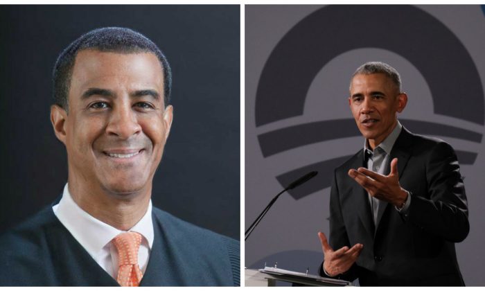 U.S. District Judge Haywood Gilliam (L) and former U.S. President Barack Obama in file photos. (U.S. District Court for the Northern District of California & Sean Gallup/Getty Images)