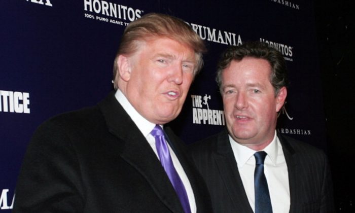 Donald Trump (L) and Piers Morgan celebrate Kim Kardashian's appearance on "The Apprentice" at Provacateur in New York, New York, on Nov. 10, 2010. (John W. Ferguson/Getty Images)