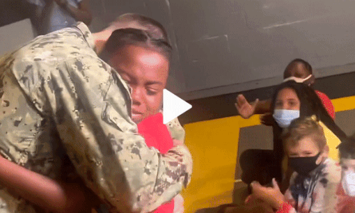 Military Dad Surprises Blended Family of 9 Kids at School