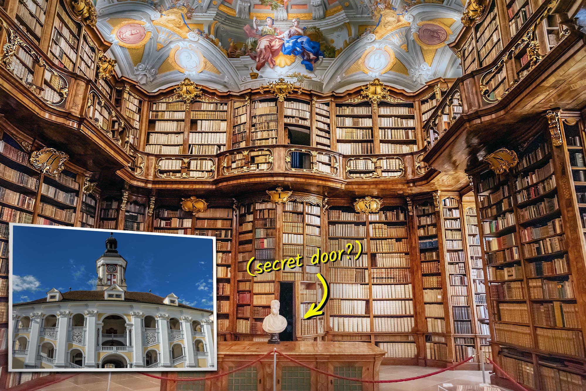 This Beautiful Church Library is Famed for Secret Doors, Creepy Crypt—Devoted to Martyred Roman