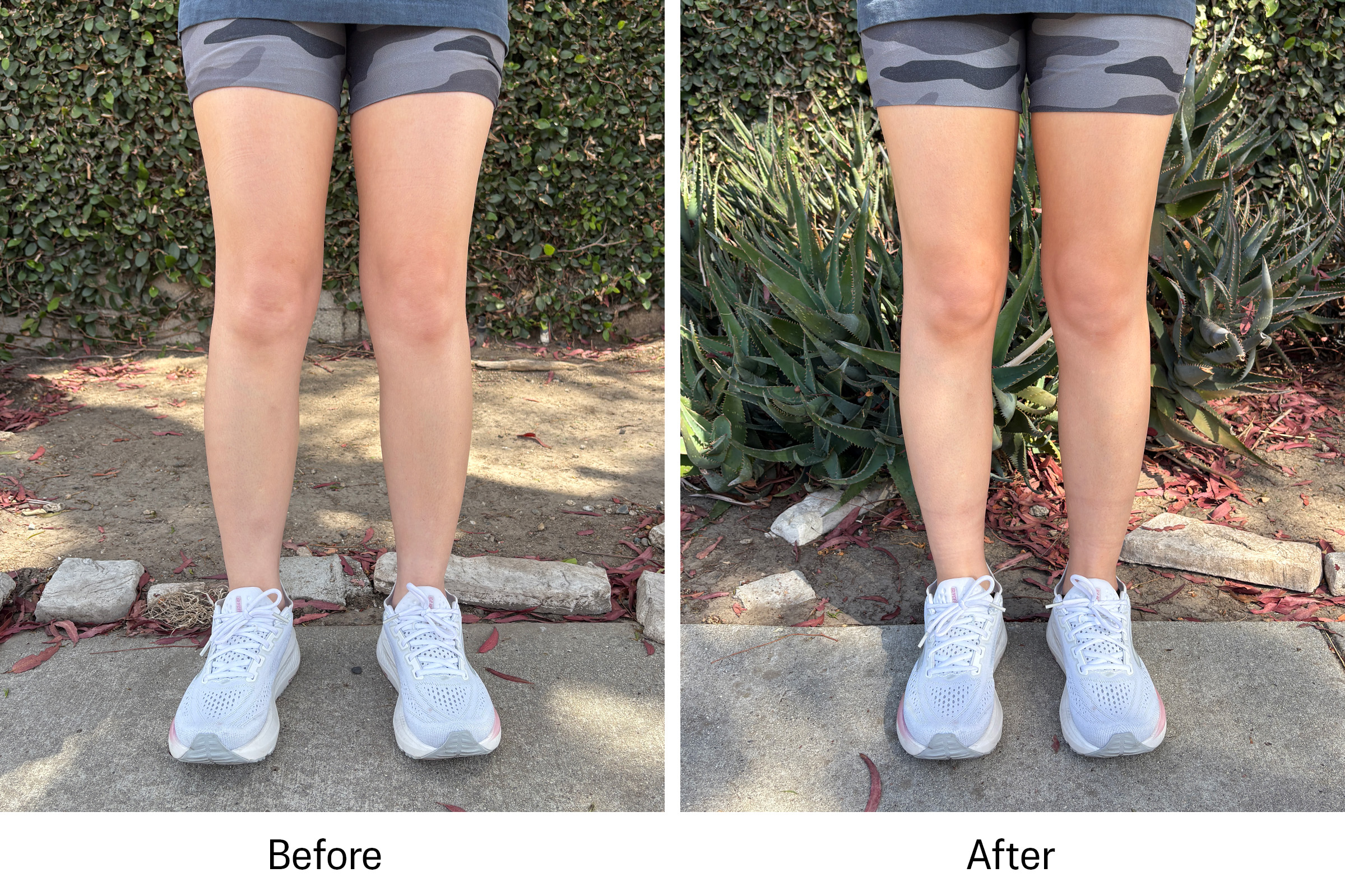 before and after using Beauty by Earth Tanning Lotion