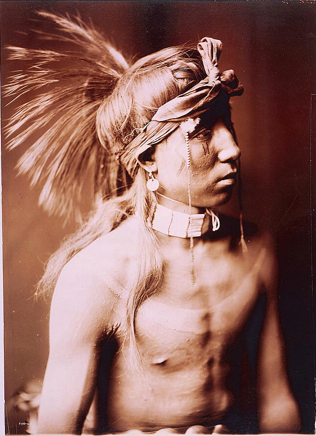 Shows As He Goes, half-length portrait, c1905. (Edward S. Curtis/Library of Congress)