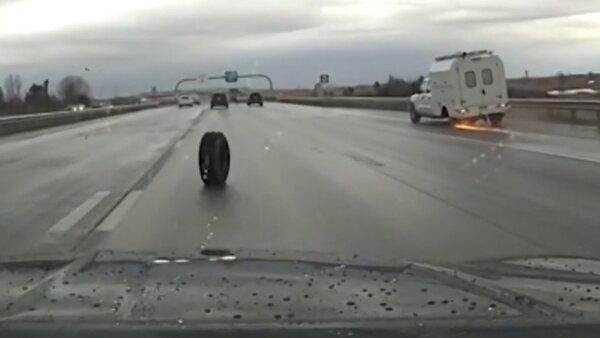 Caught on Camera: Rogue Tire Whizzes Past Colorado Patrol Car